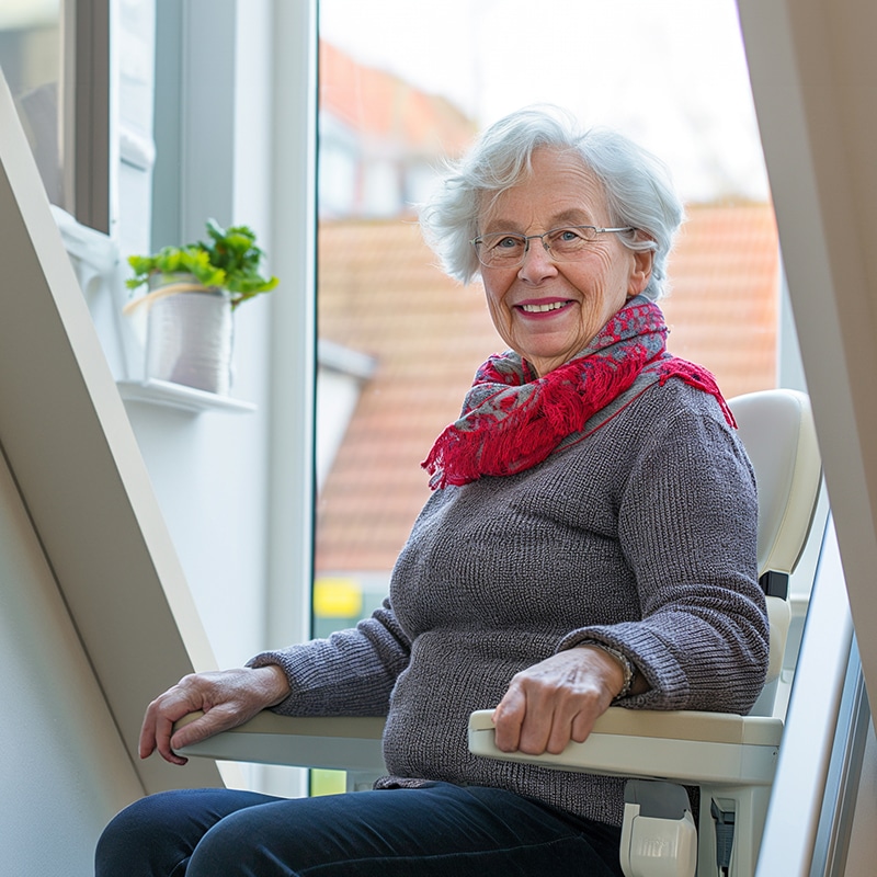 Vrouw op een traplift